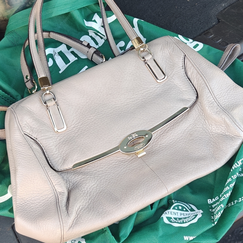 Coach Metallic Leather Satchel with Gold Details - Picture 7 of 8
